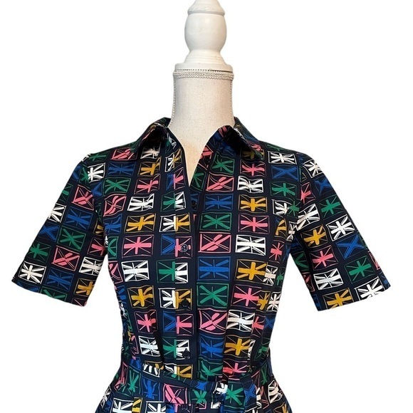 BODEN WOMENS LONDN FLAG COLORFULA-LINE DRESS SIZE 4 - Picture 2 of 12